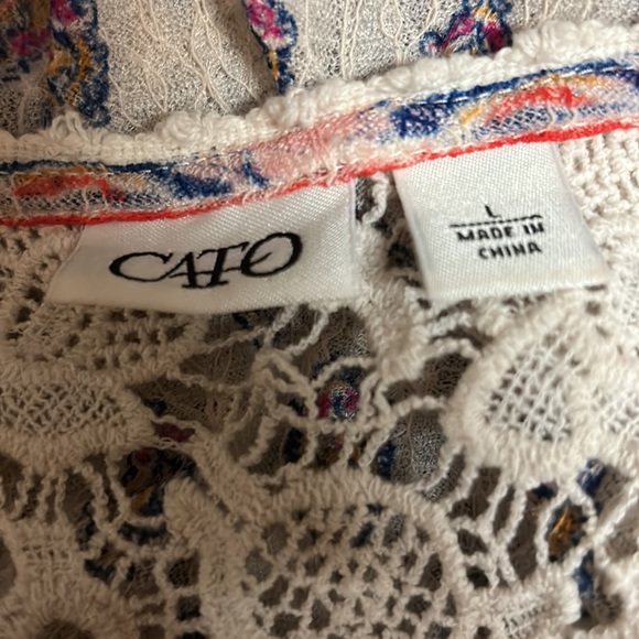 🩷Cato Stretch Mesh Lace Mixed Print Striped Boho Casual Sleeveless Summer Top - Picture 11 of 14